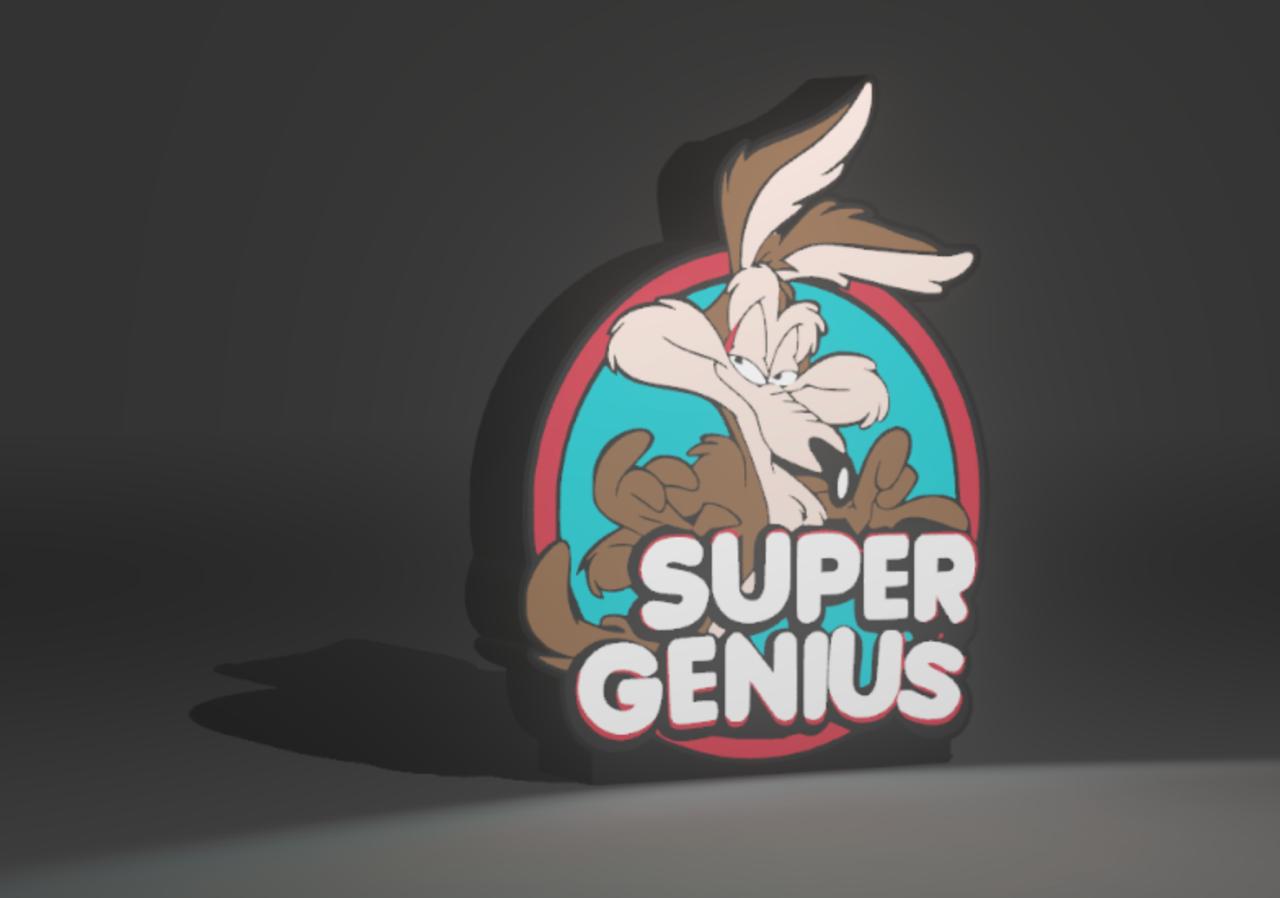 Wile E. Coyote Super Genius — Looney Tunes LED Light-Up Sign / Wall Art / Night Light
