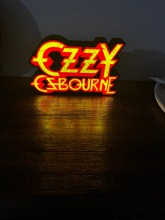 LED Light-Up Sign: Ozzy Osbourne ๐ธ -Red & Yellow Rock & Roll