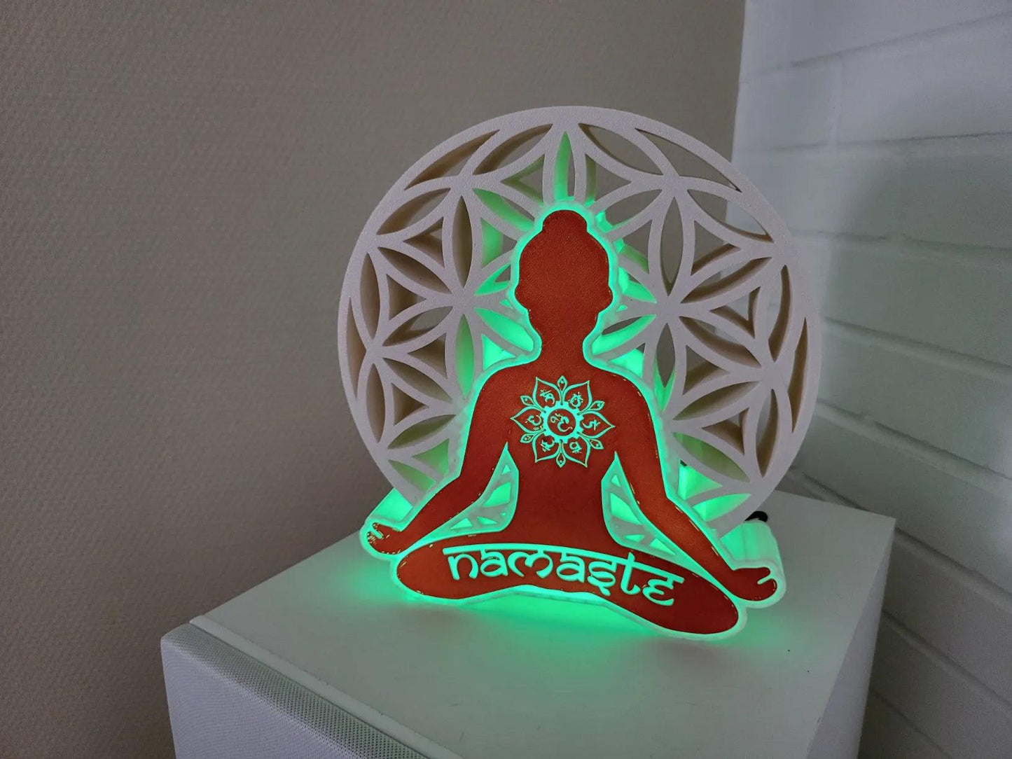Namaste - Meditating Buddha - Light up Sign - LED Lit, USB Powered - Michael's 3D World