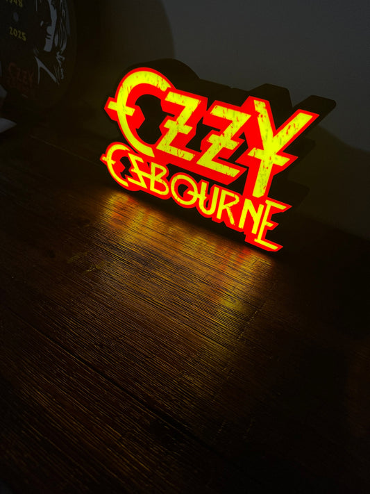 LED Light-Up Sign: Ozzy Osbourne ๐ธ -Red & Yellow Rock & Roll