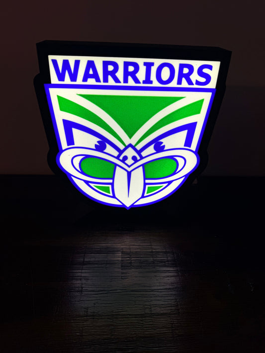 NRL Warriors - Green & White - LED Light up sign - USB Powered