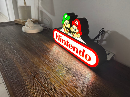 Mario & Luigi Nintendo Logo LED Display - The Ultimate Gaming Duo! ๐
