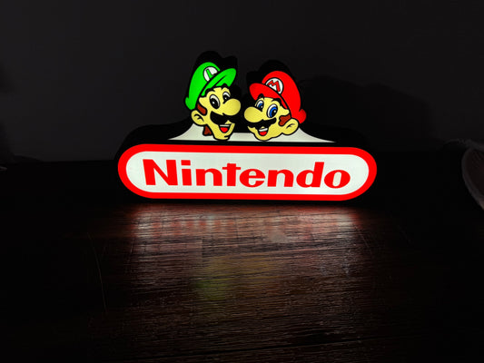 Mario & Luigi Nintendo Logo LED Display - The Ultimate Gaming Duo! ๐