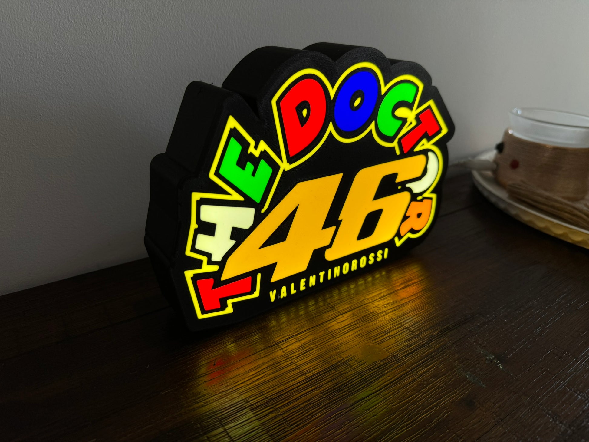 Valentino Rossi - 46 - The Doctor - LED Light Up Artwork / Illuminated Wall Sign Display