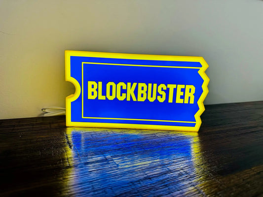 Block Buster Logo - Brilliant Blue & Yellow - USB powered Night Light / Wall Art - Michael's 3D World