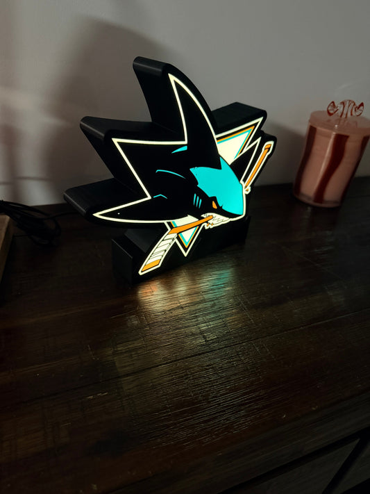 San Jose Sharks Logo - LED Light Up Sign - USB Powered