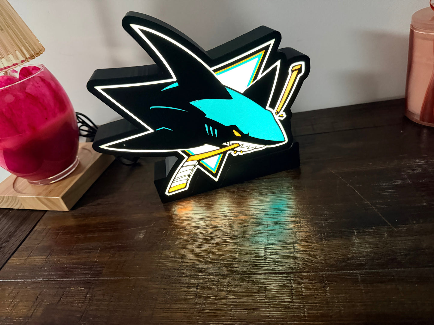 San Jose Sharks Logo - LED Light Up Sign - USB Powered