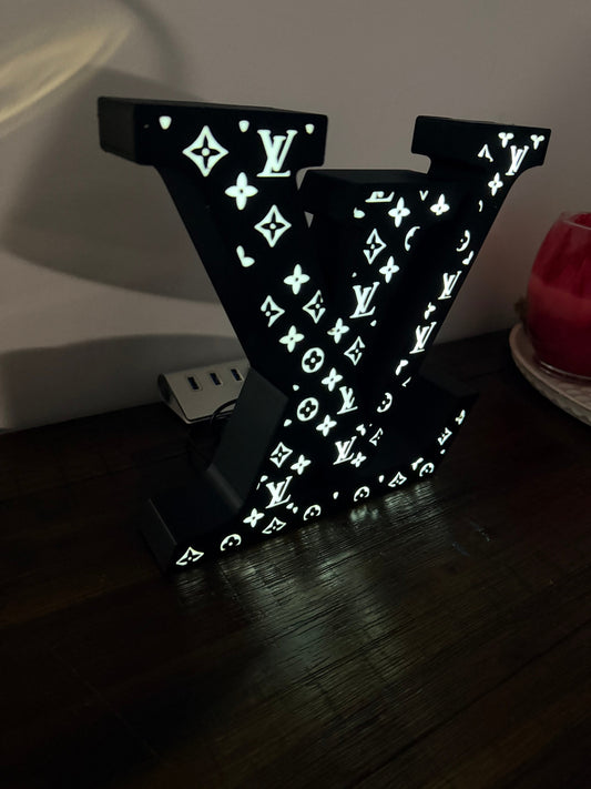 Interlocking Monogram LED Light-Up Sign — Luxury Fashion-Inspired Wall & Shelf Decor, Multiple Colours + RGB Option