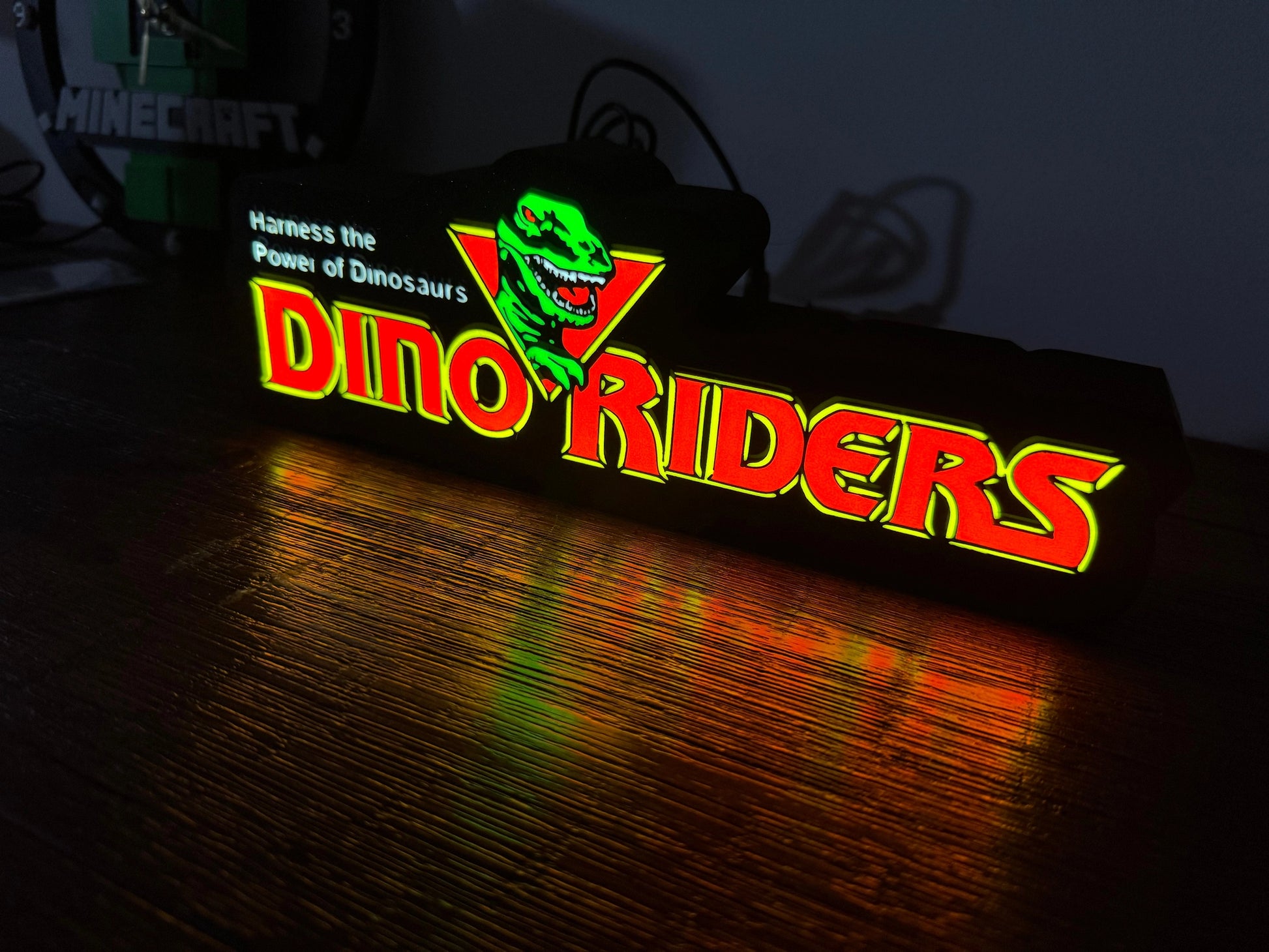 Dino-Riders - LED Light up sign - USB Powered Lamp