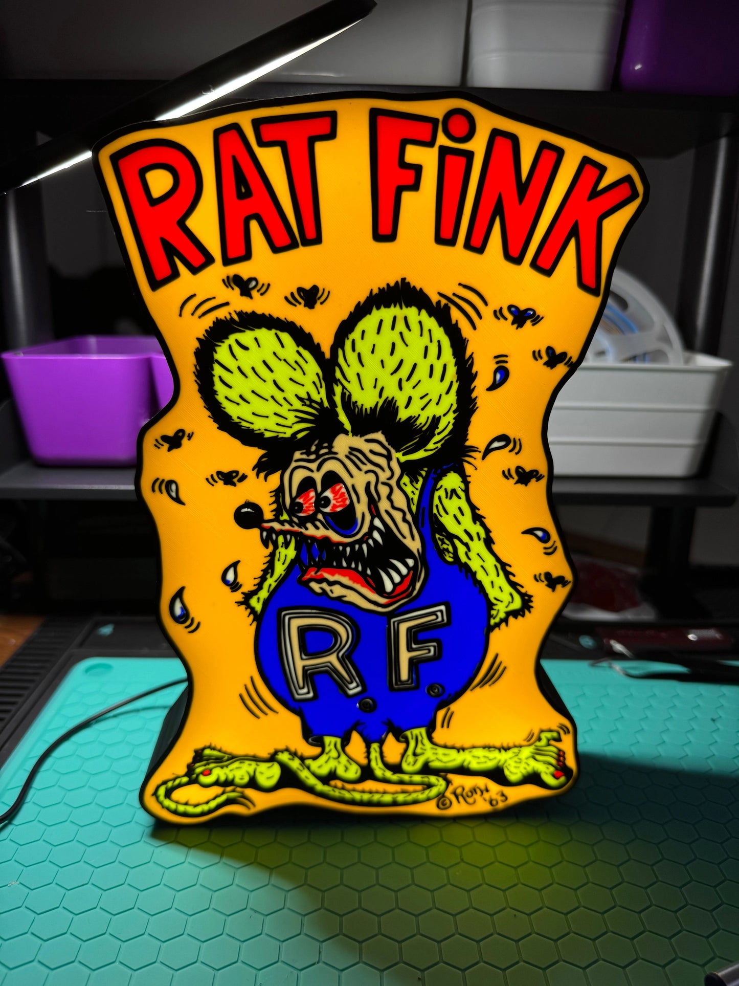 Rat Fink with Title - LED Light up artwork / Wall Art / Sign