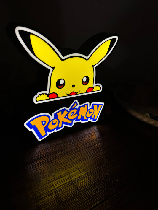 Pikachu Pokemon LED Light Up Sign - Unique Wall Art - USB Powered