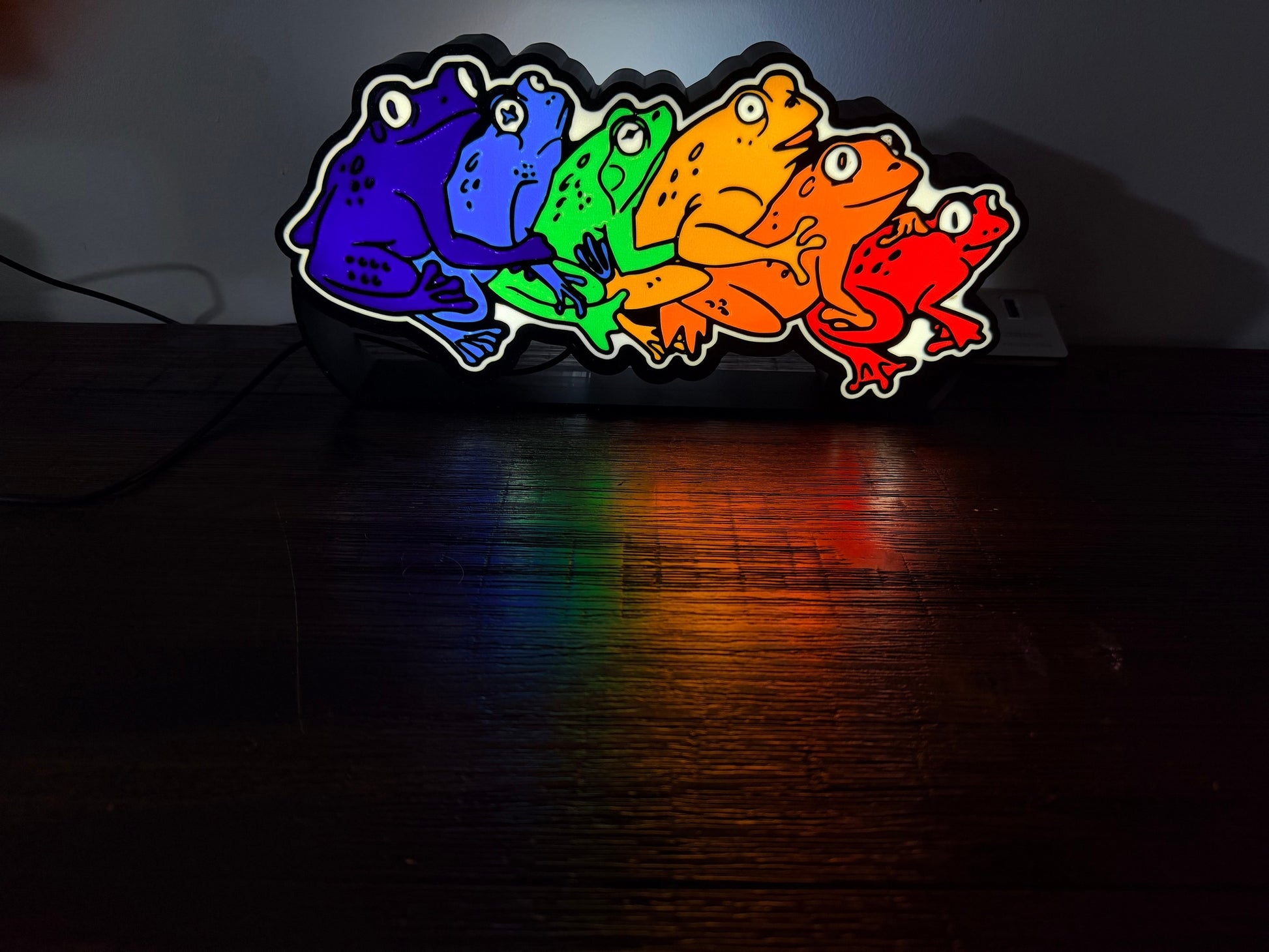 Rainbow Gay Frogs LED Light Up Sign - USB Powered