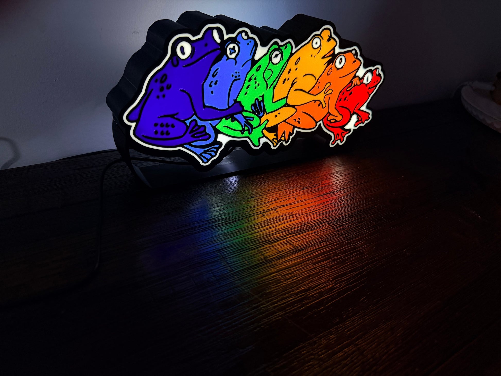 Rainbow Gay Frogs LED Light Up Sign - USB Powered