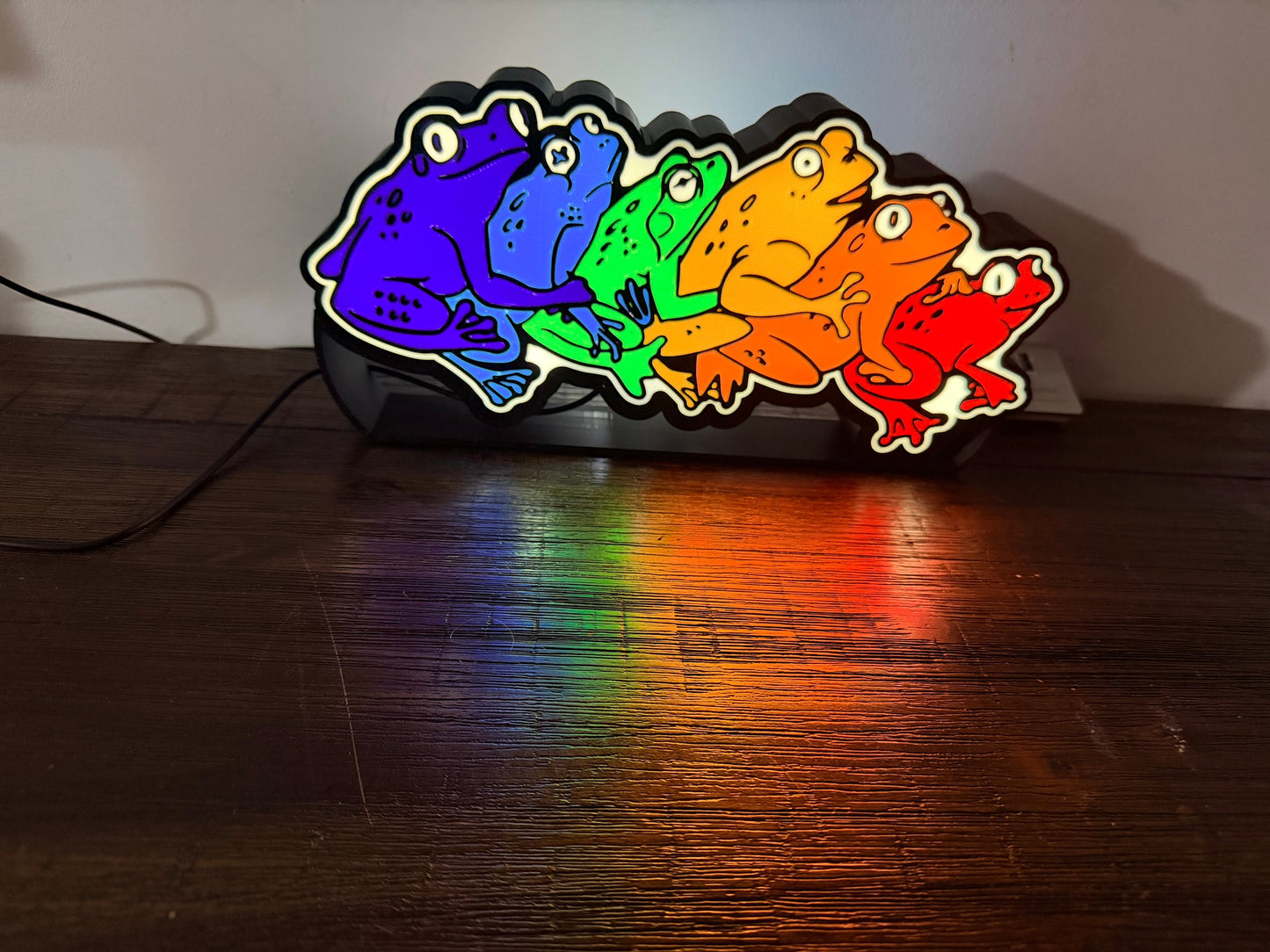 Rainbow Gay Frogs LED Light Up Sign - USB Powered