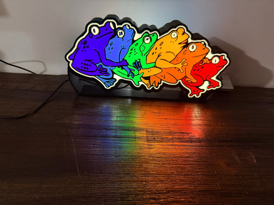 Rainbow Gay Frogs LED Light Up Sign - USB Powered
