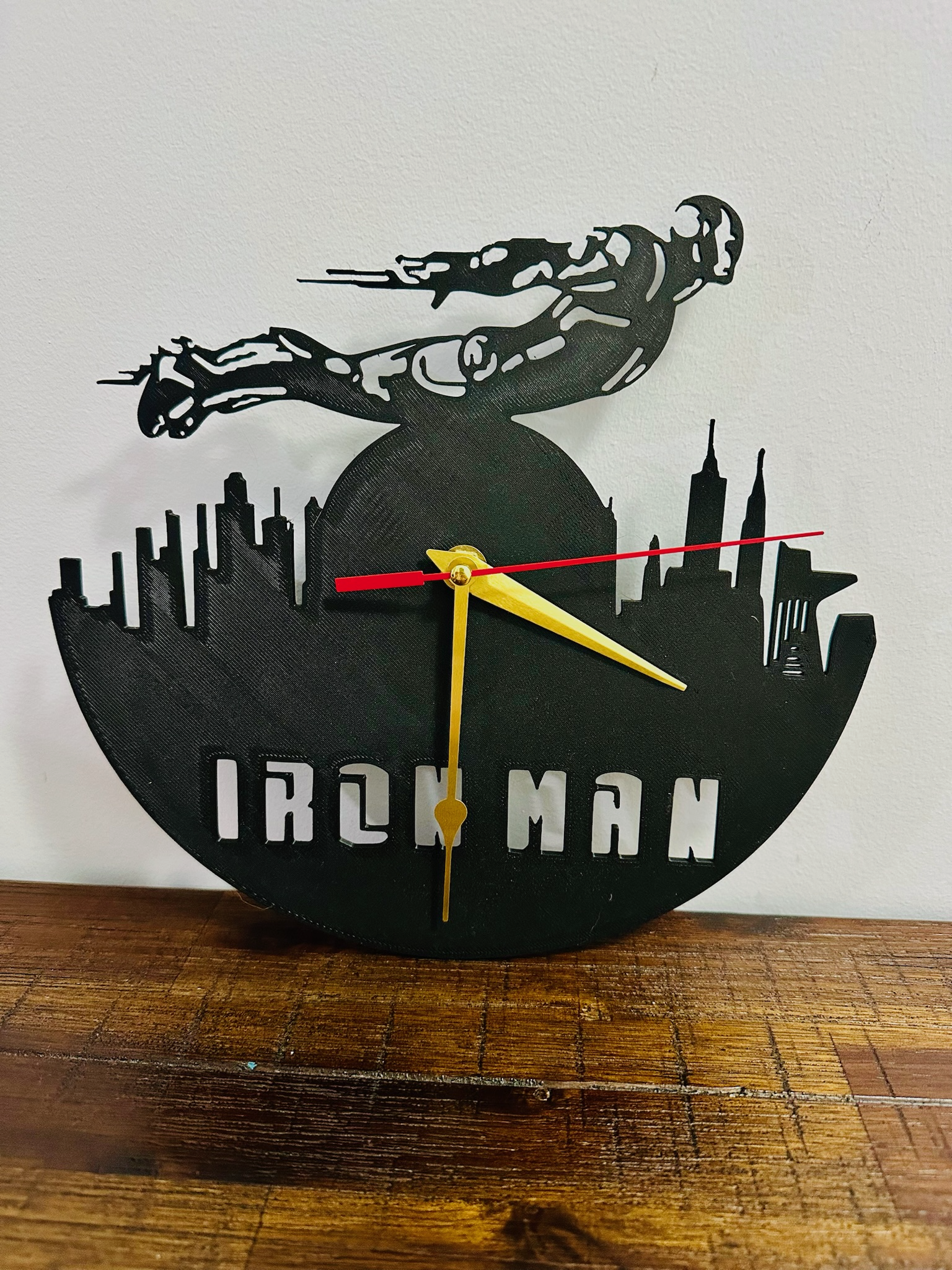 Flying Iron Man Clock - Silent Mechanism and easy to hang!