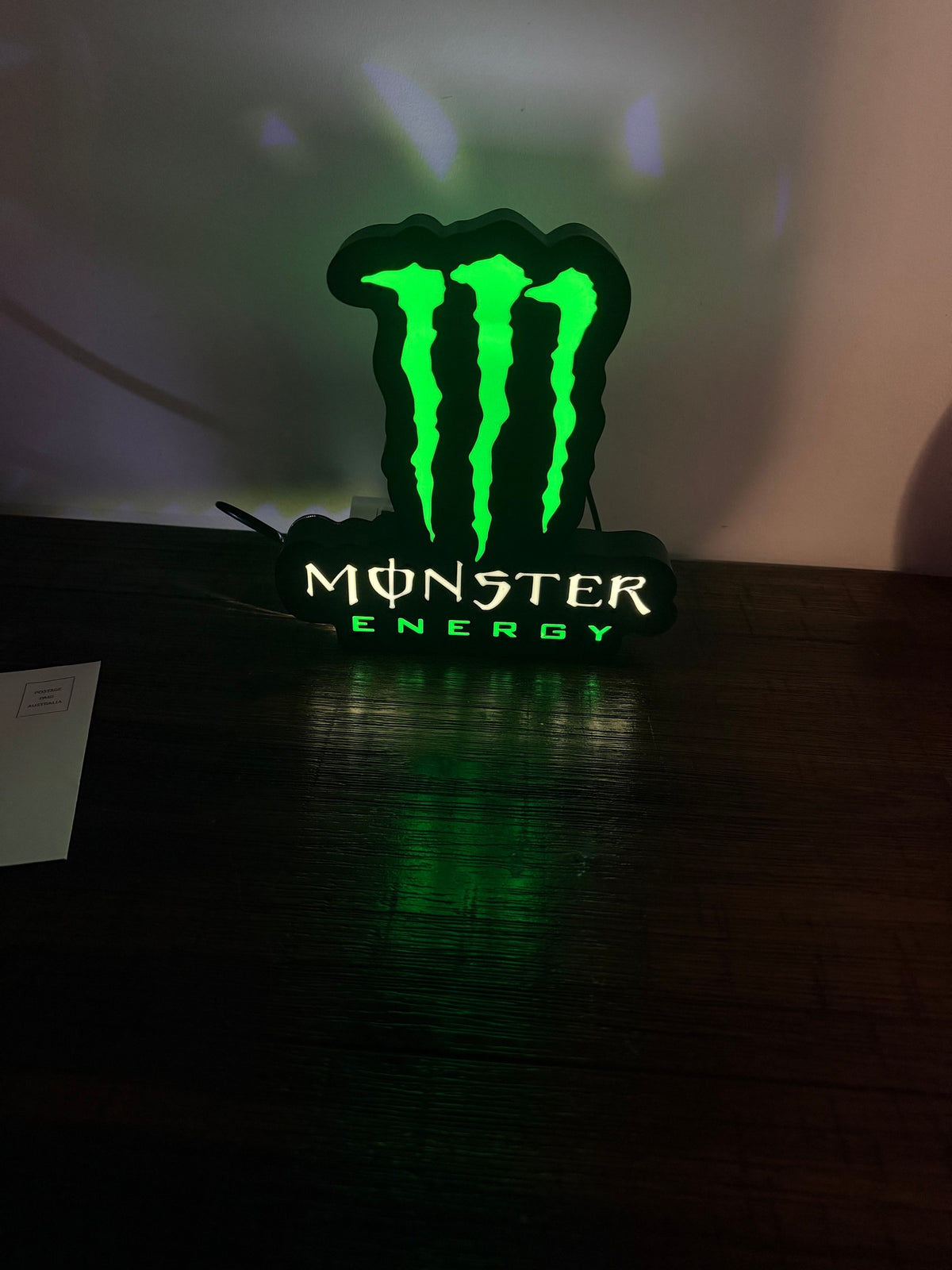 Monster Energy Logo LED Light-Up Sign – Claw Marks Gamer & Man Cave Night Light