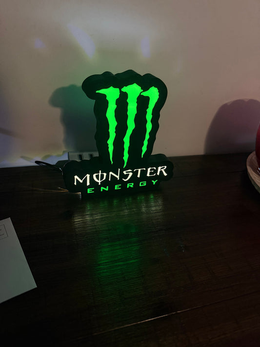 Monster Energy Logo LED Light-Up Sign – Claw Marks Gamer & Man Cave Night Light