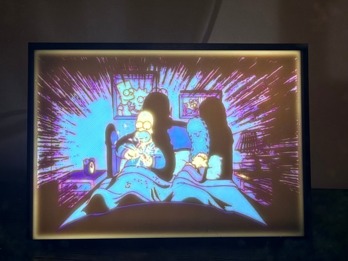 The Simpsons "Acid in the Bed" LED Lithophane Light – Homer's Battery Whittling Scene, Retro Cartoon Sign