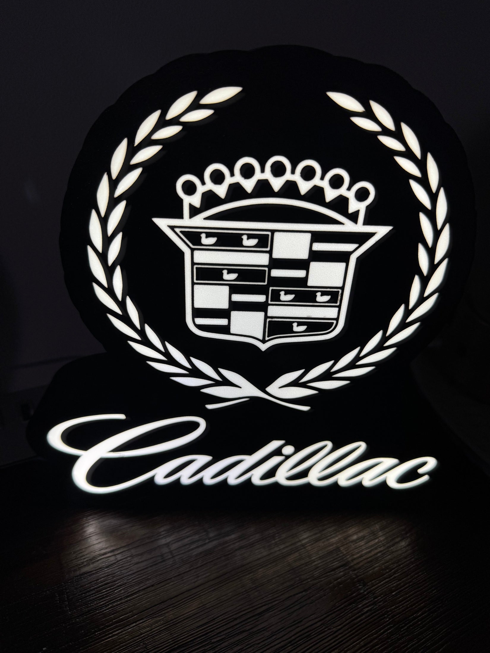 Cadillac Crest Logo - LED Light Up Sign - USB Powered
