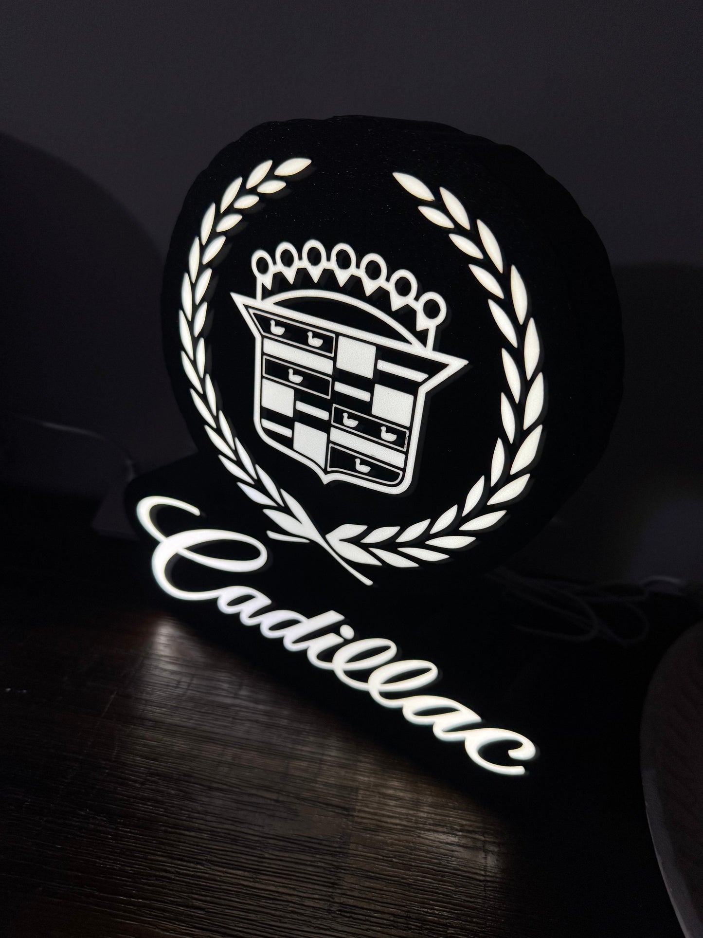 Cadillac Crest Logo - LED Light Up Sign - USB Powered