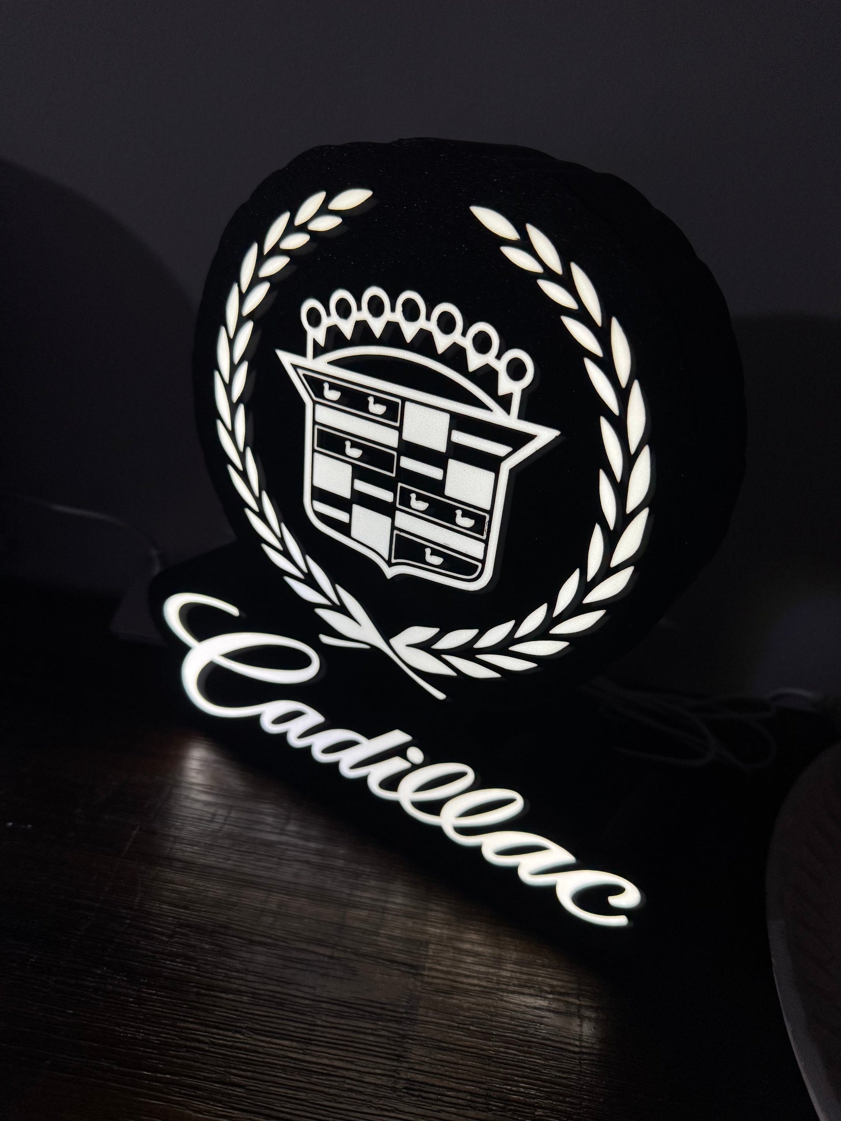 Cadillac Crest Logo - LED Light Up Sign - USB Powered
