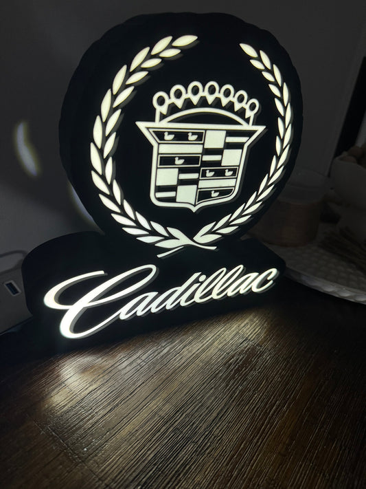 Cadillac Crest Logo - LED Light Up Sign - USB Powered