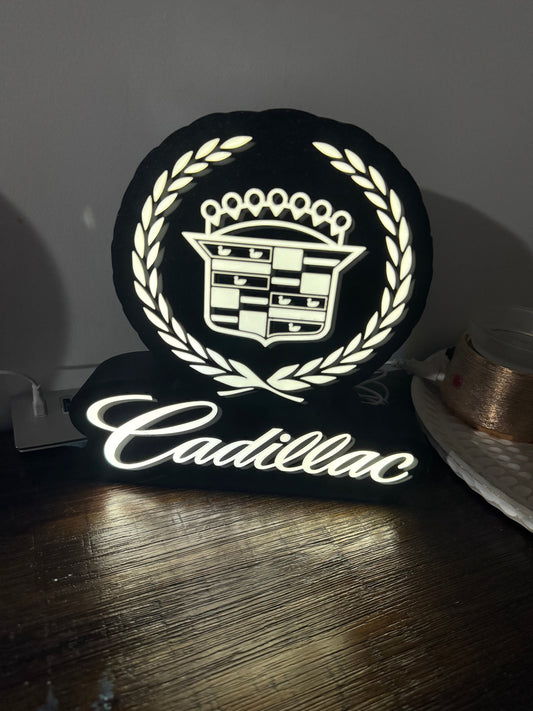 Cadillac Crest Logo - LED Light Up Sign - USB Powered