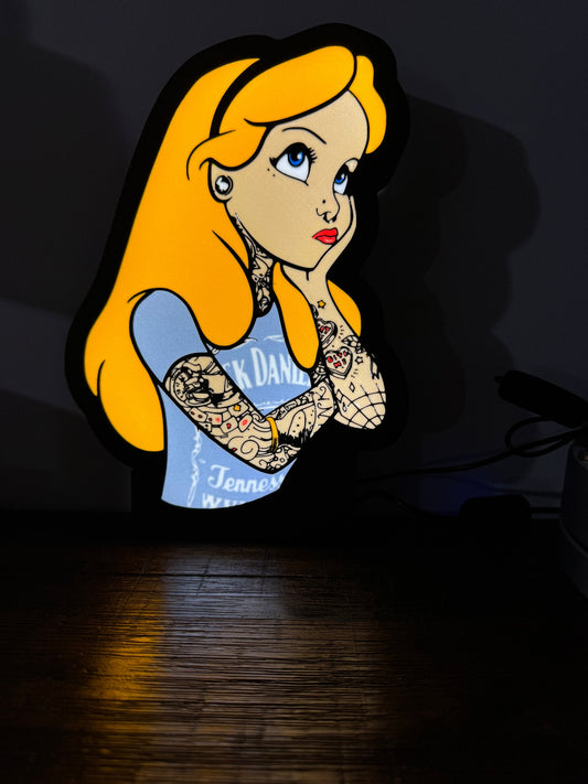 Alice in Wonderland - Lost in Wonderland - Jack Daniels - LED Light Up Sign - USB Powered