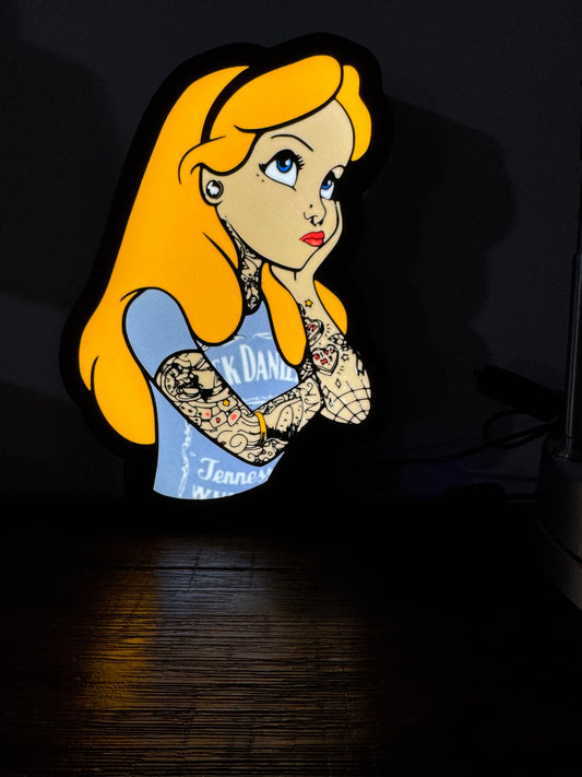 Alice in Wonderland - Lost in Wonderland - Jack Daniels - LED Light Up Sign - USB Powered