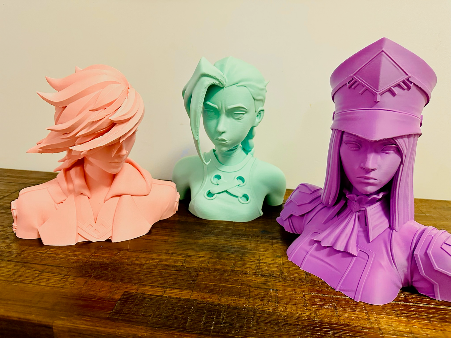Arcane: Jinx, Vi, Isha & Caitlyn Bust Statues - 24cm Tall, Matte Finish