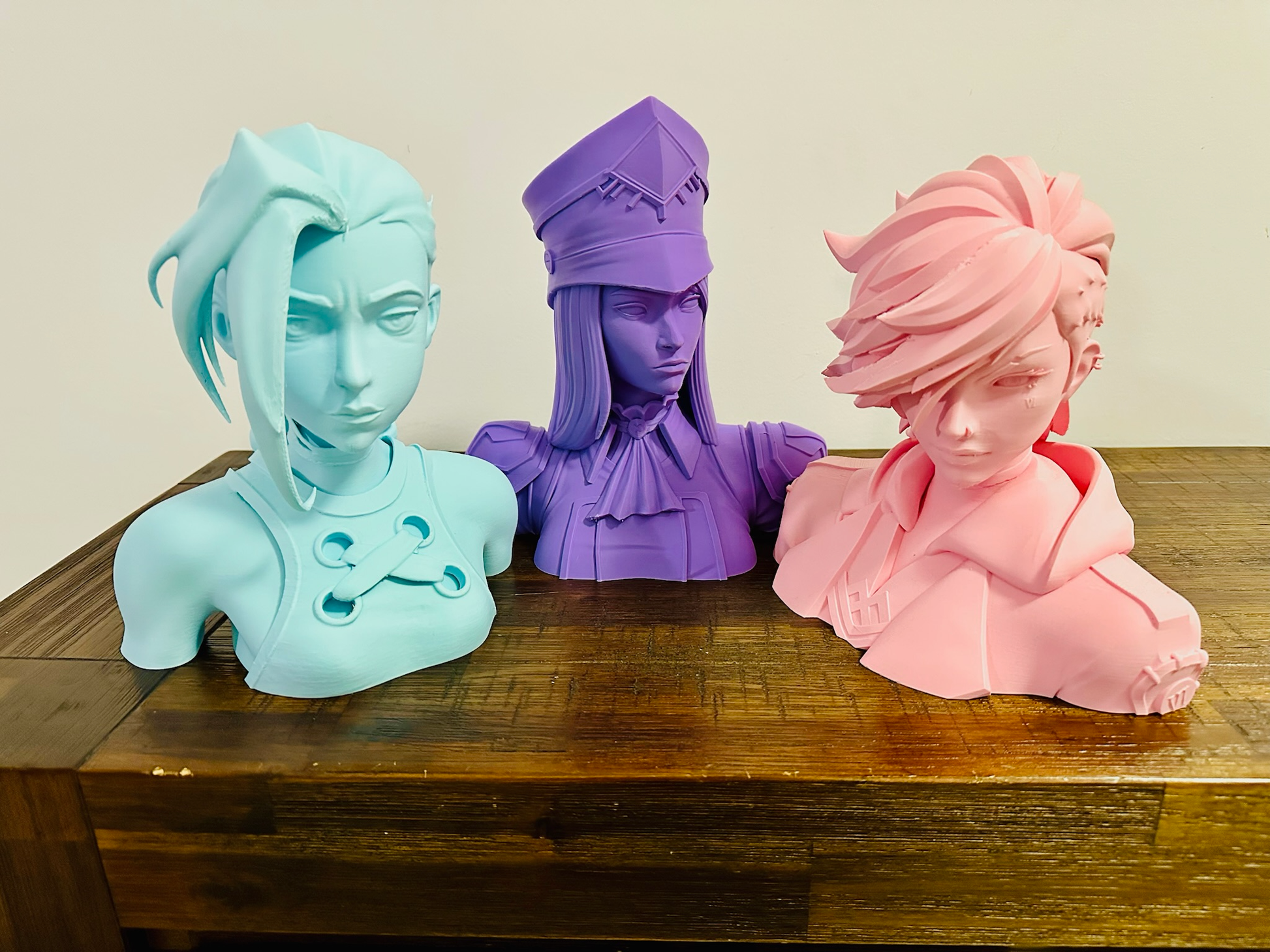 Arcane: Jinx, Vi, Isha & Caitlyn Bust Statues - 24cm Tall, Matte Finish