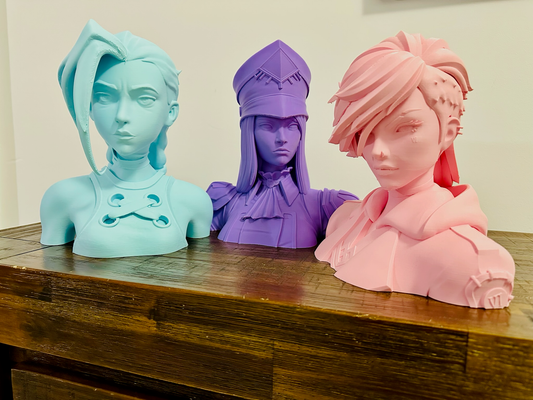 Arcane: Jinx, Vi, Isha & Caitlyn Bust Statues - 24cm Tall, Matte Finish