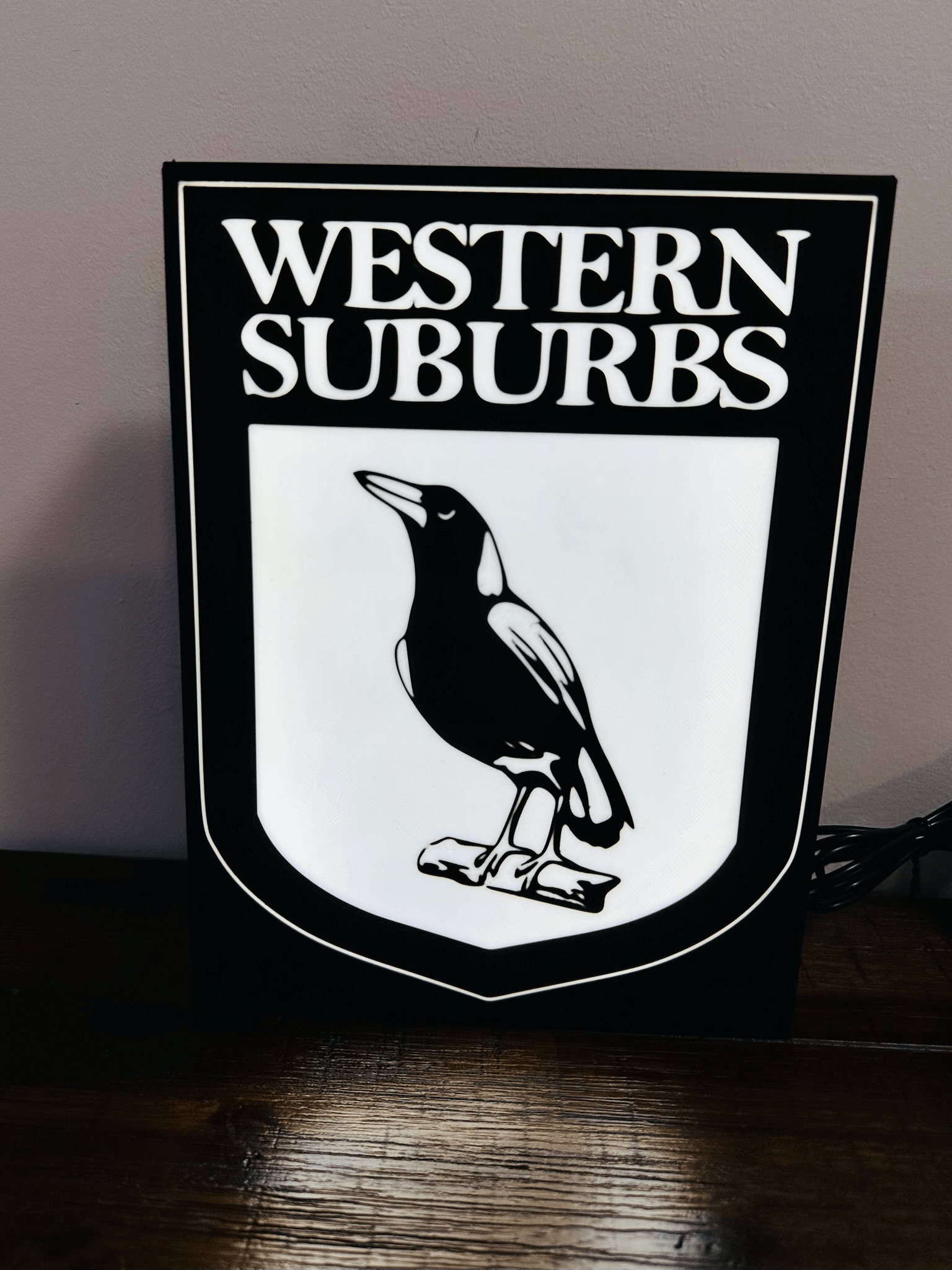 Western Suburbs Magpies - Team Logo - Light Box / Night Light