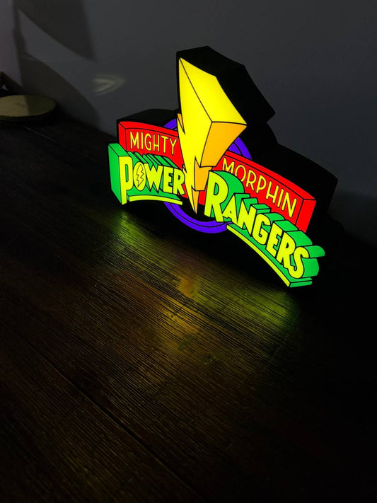 Mighty Morphin Power Rangers Logo - LED Light Up Sign / Night Light