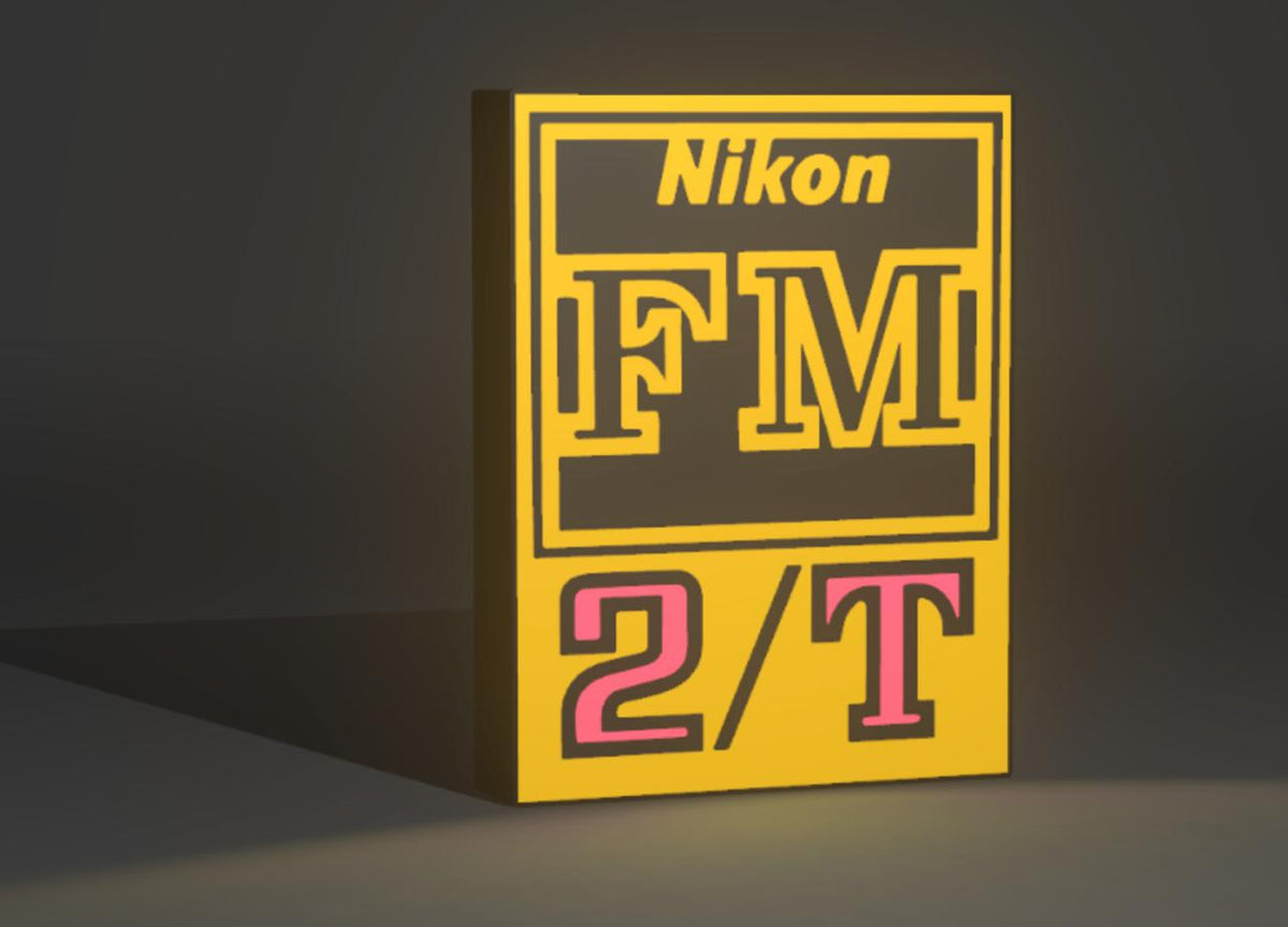 Nikon FM2/T LED light up sign - yellow film SLR camera face