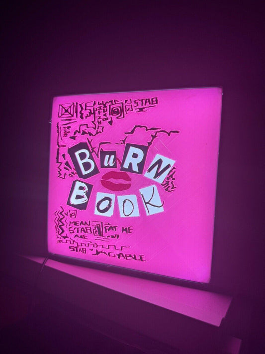 Unique Mean Girls themed “Burn Book” LED light up sign - Michael's 3D World