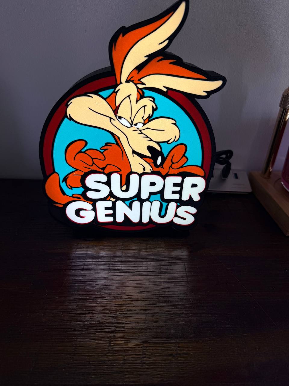 Wile E. Coyote Super Genius — Looney Tunes LED Light-Up Sign / Wall Art / Night Light