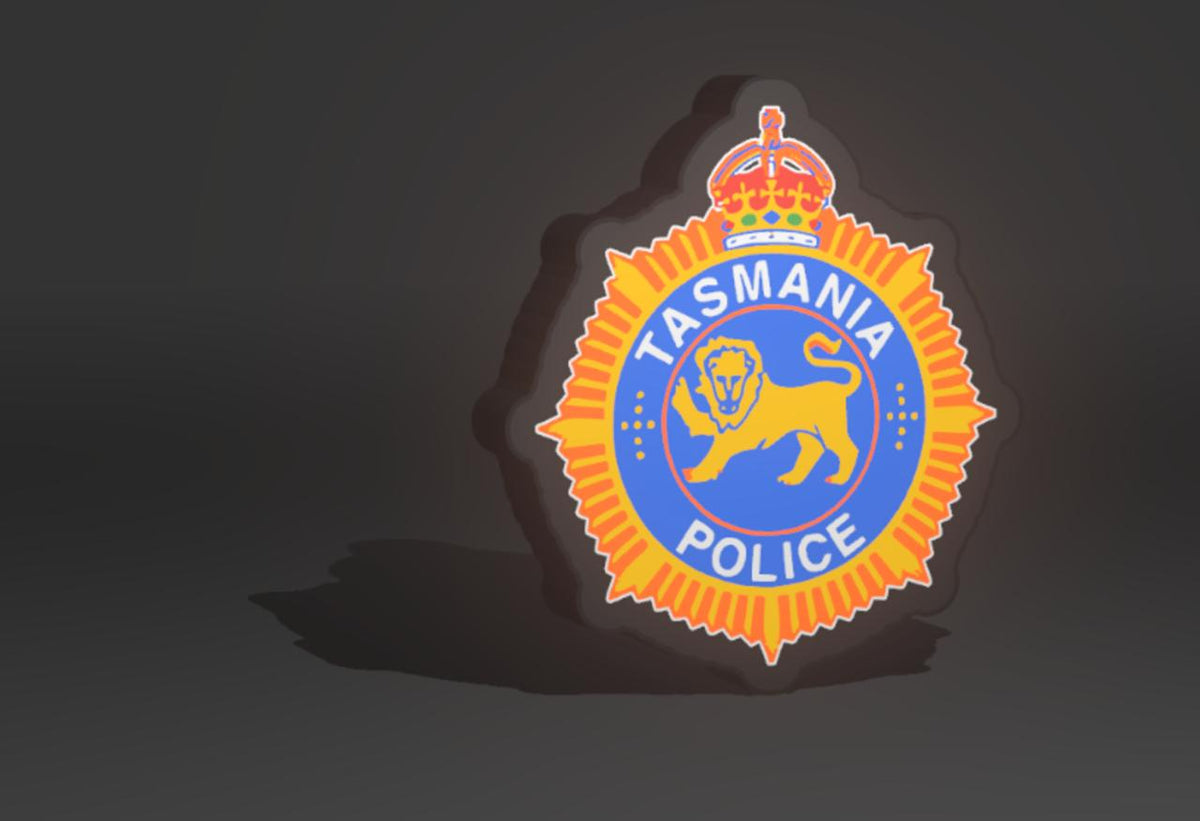 Tasmania Police LED light up sign - TAS Police badge with lion roundel