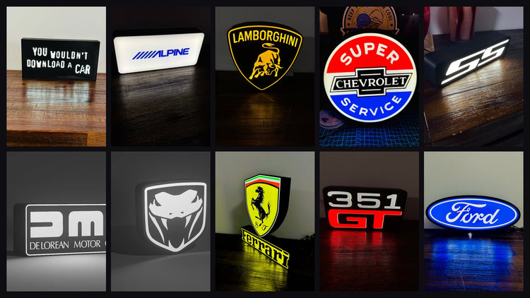 Cars & Motor Sports LED Light Up Signs / Illuminated Wall Art Display