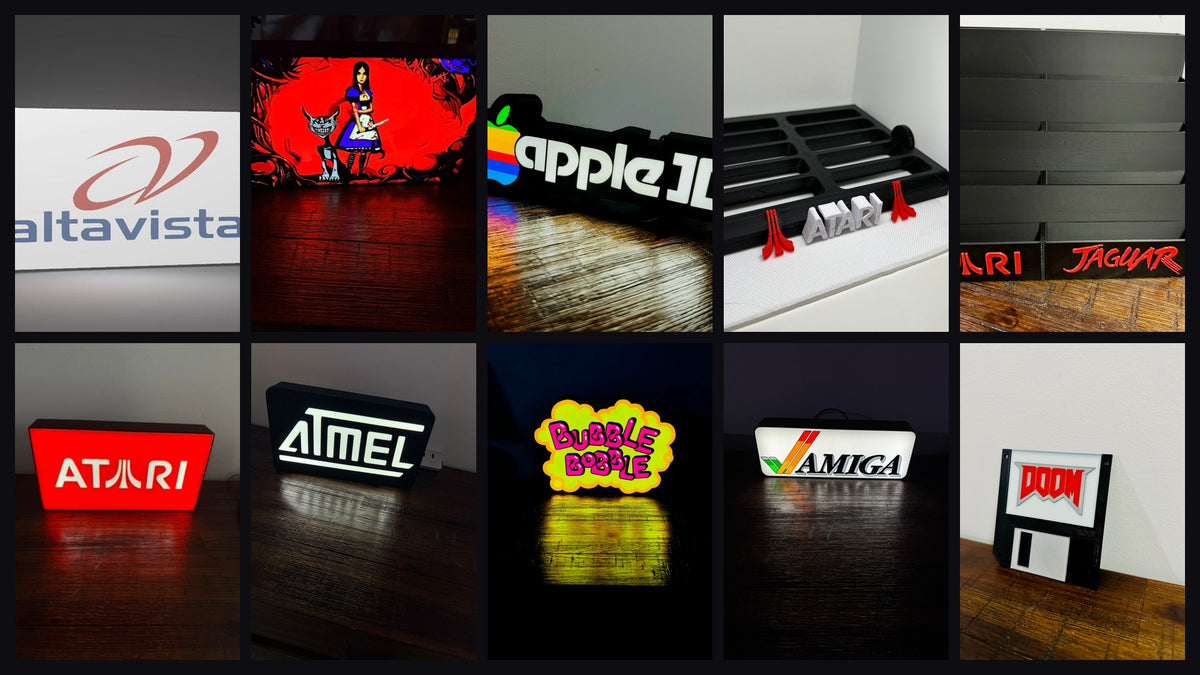 Retro Gaming / Vintage Computing Light Up LED Signs / Illuminated Wall Art Displays