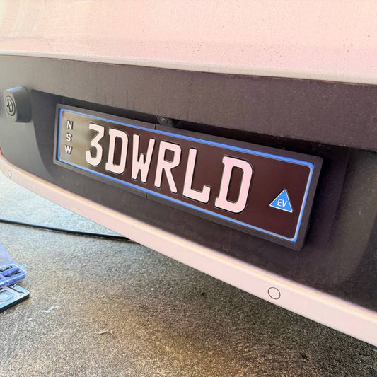 Close-up of the Euro plate holder fitted to the vehicle