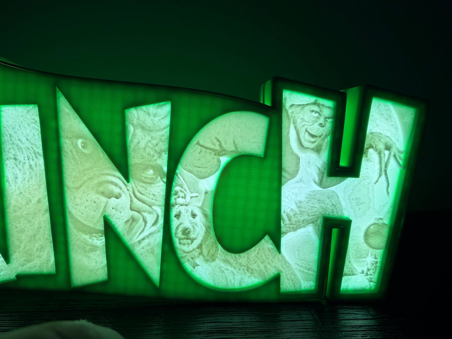 “The Grinch” - LED Light up sign/Decoration - with very detailed grinch imagery in the letters!