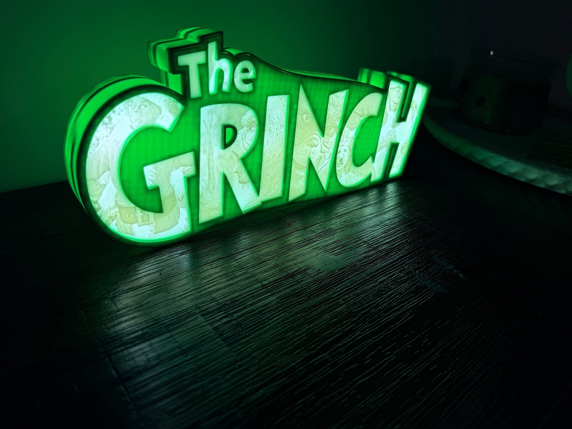 “The Grinch” - LED Light up sign/Decoration - with very detailed grinch imagery in the letters!