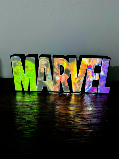 Marvel Light Up Full Colour Comic Art Logo - LED Lit, USB Powered Light Up Sign/Night Light/Wall Art - 25cm wide!