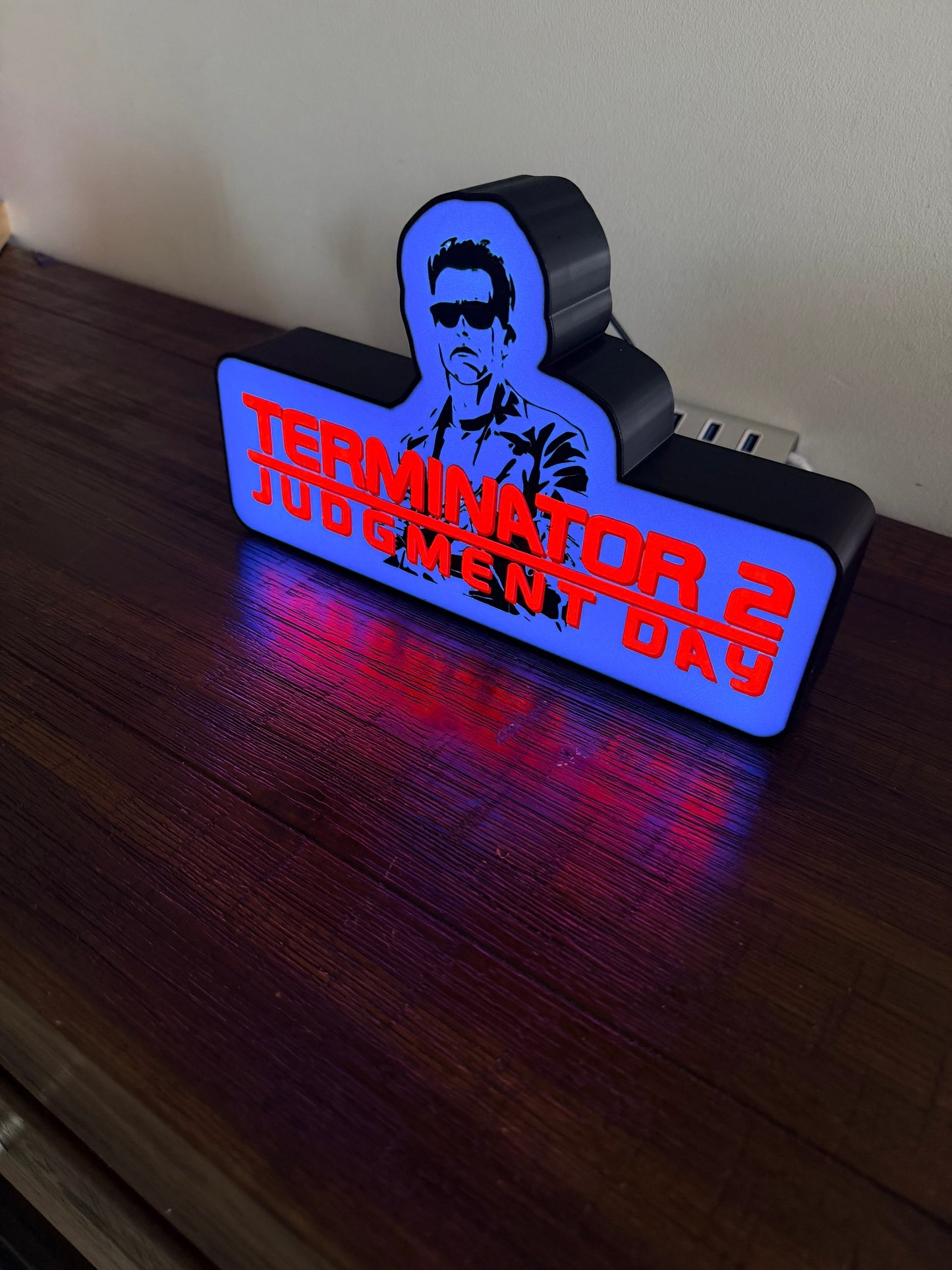 Terminator 2 - Movie Logo LED Light up artwork / Wall Art / Sign