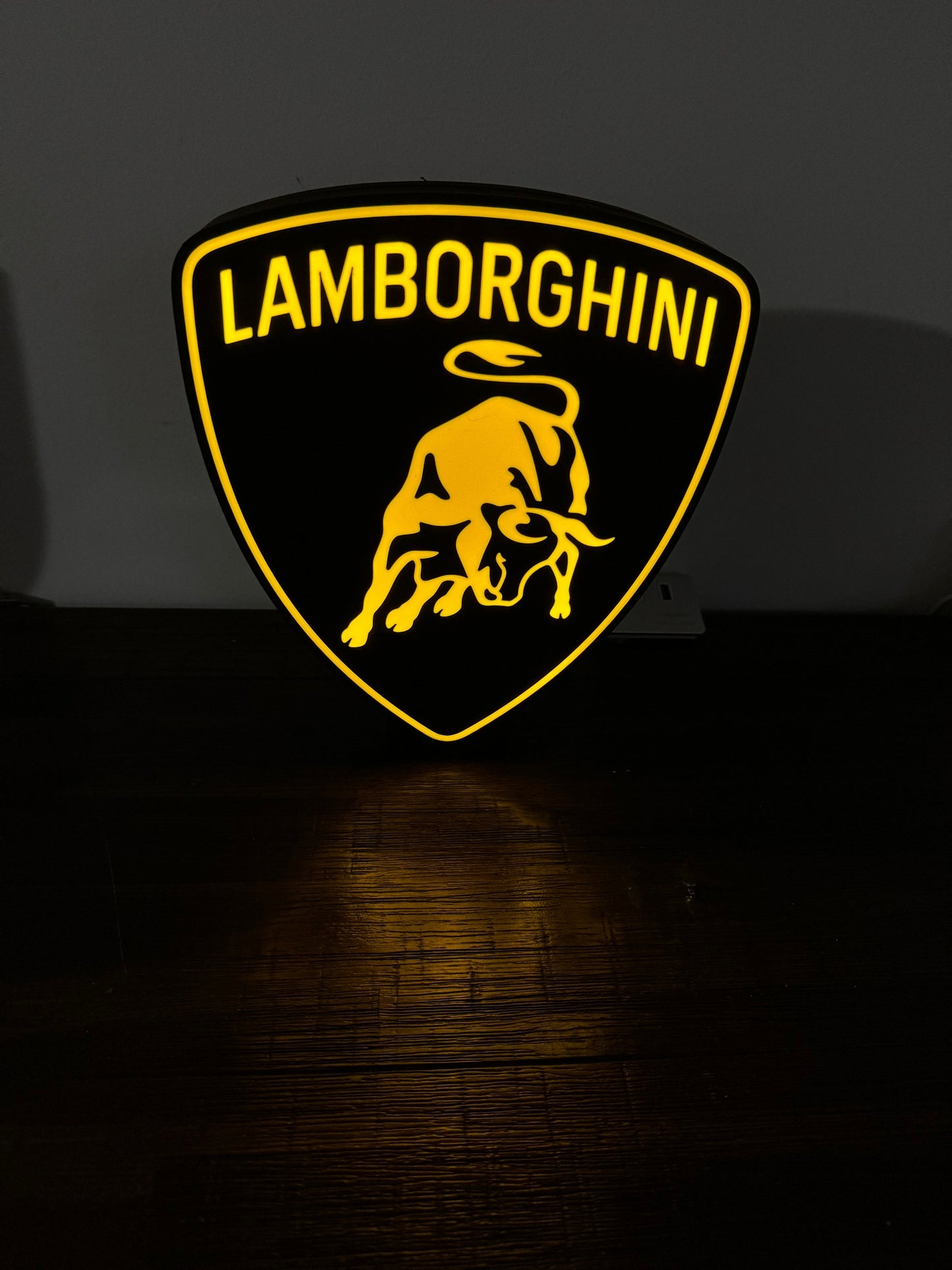 Bright Yellow Lamborghini Logo - Light Up Decoration / Wall Art - USB Powered