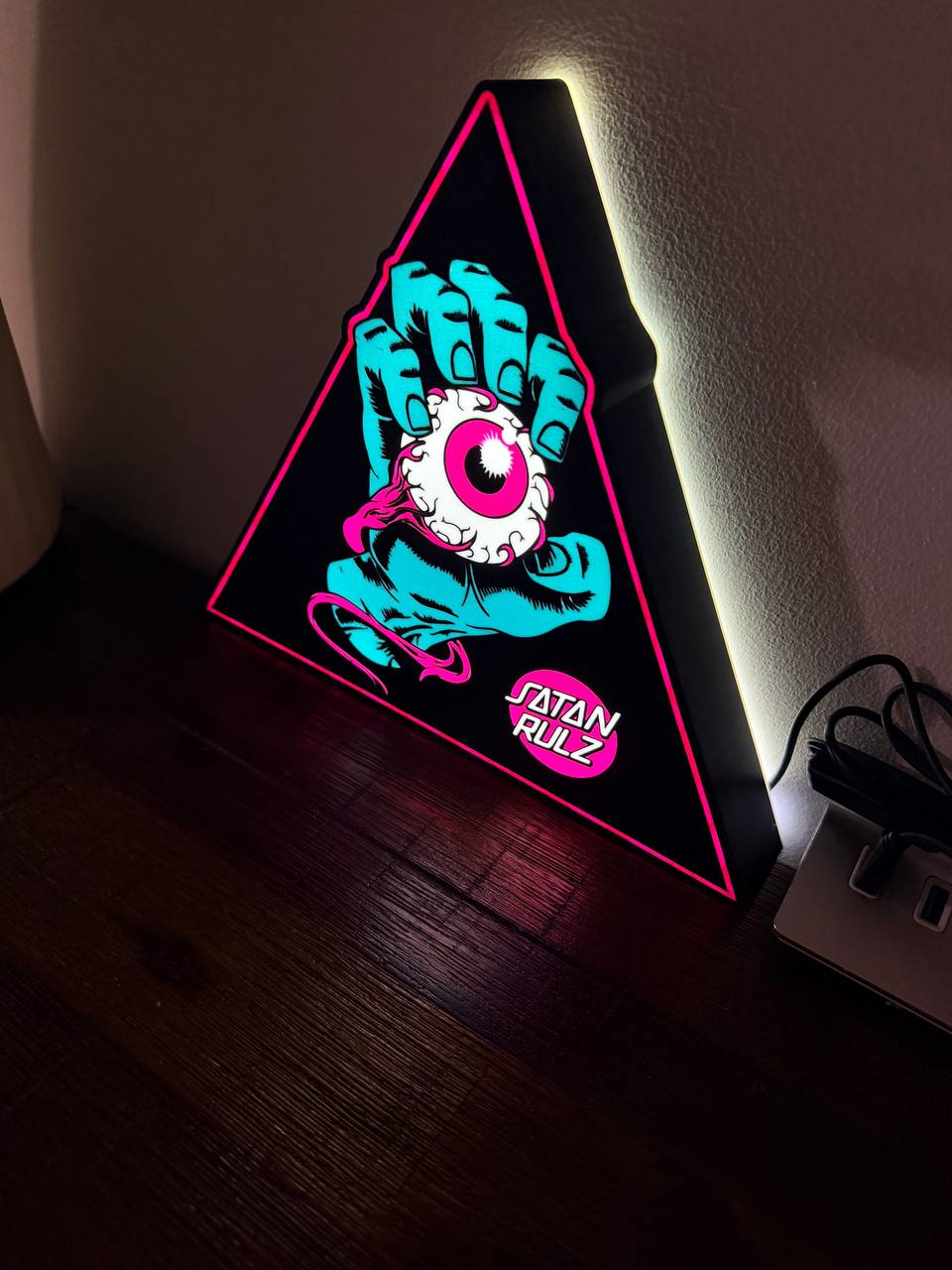 Satan Rulz LED Sign - room setting angle