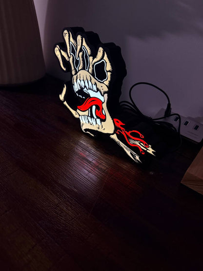 Santa Cruz Screaming Hand LED Sign - side profile showing depth