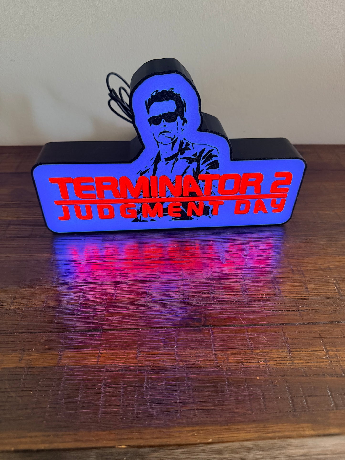 Terminator 2 - Movie Logo LED Light up artwork / Wall Art / Sign